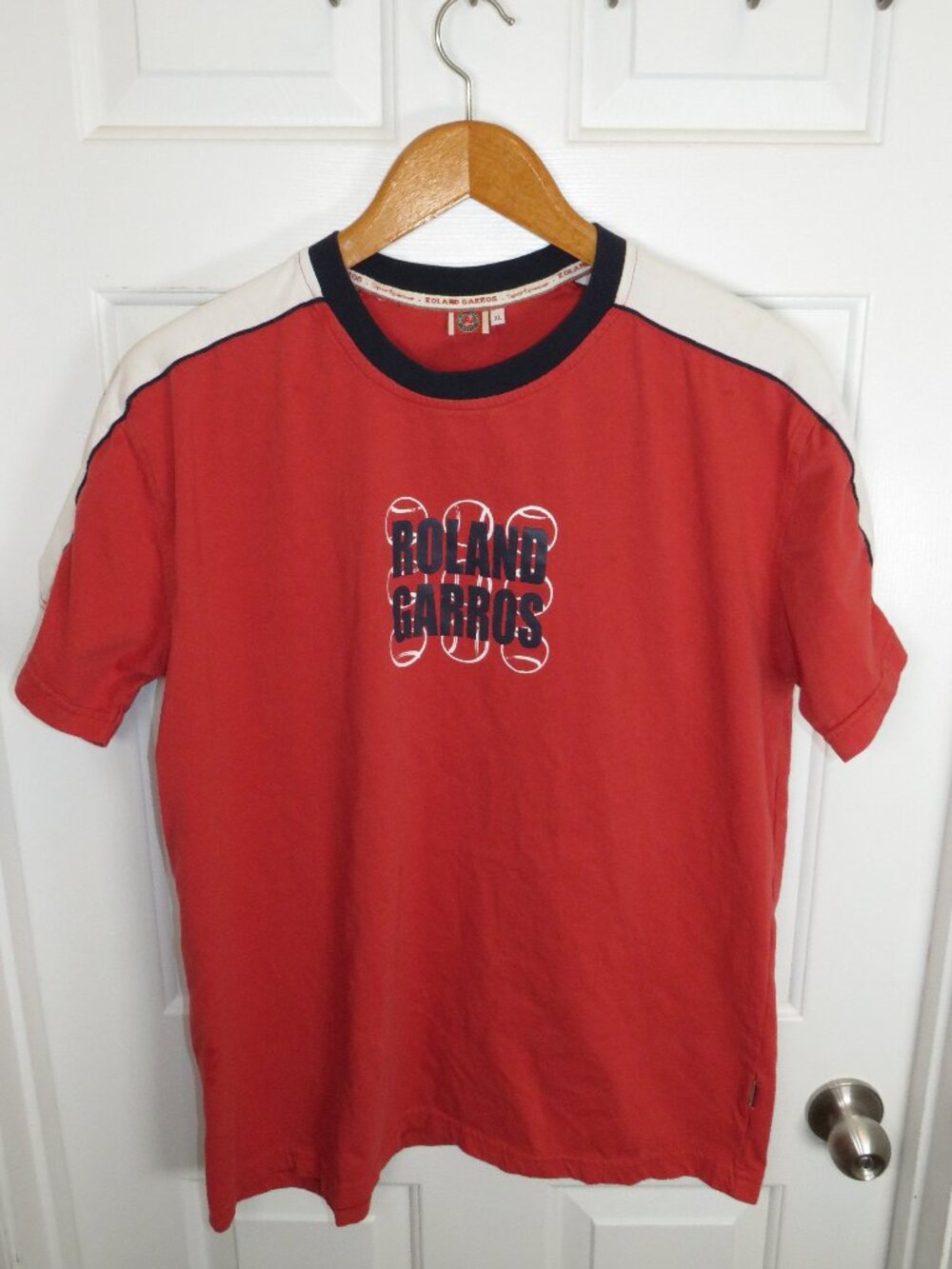 Vintage Roland Garros Paris Sportswear T-Shirt Colorblock Sleeves Size XL